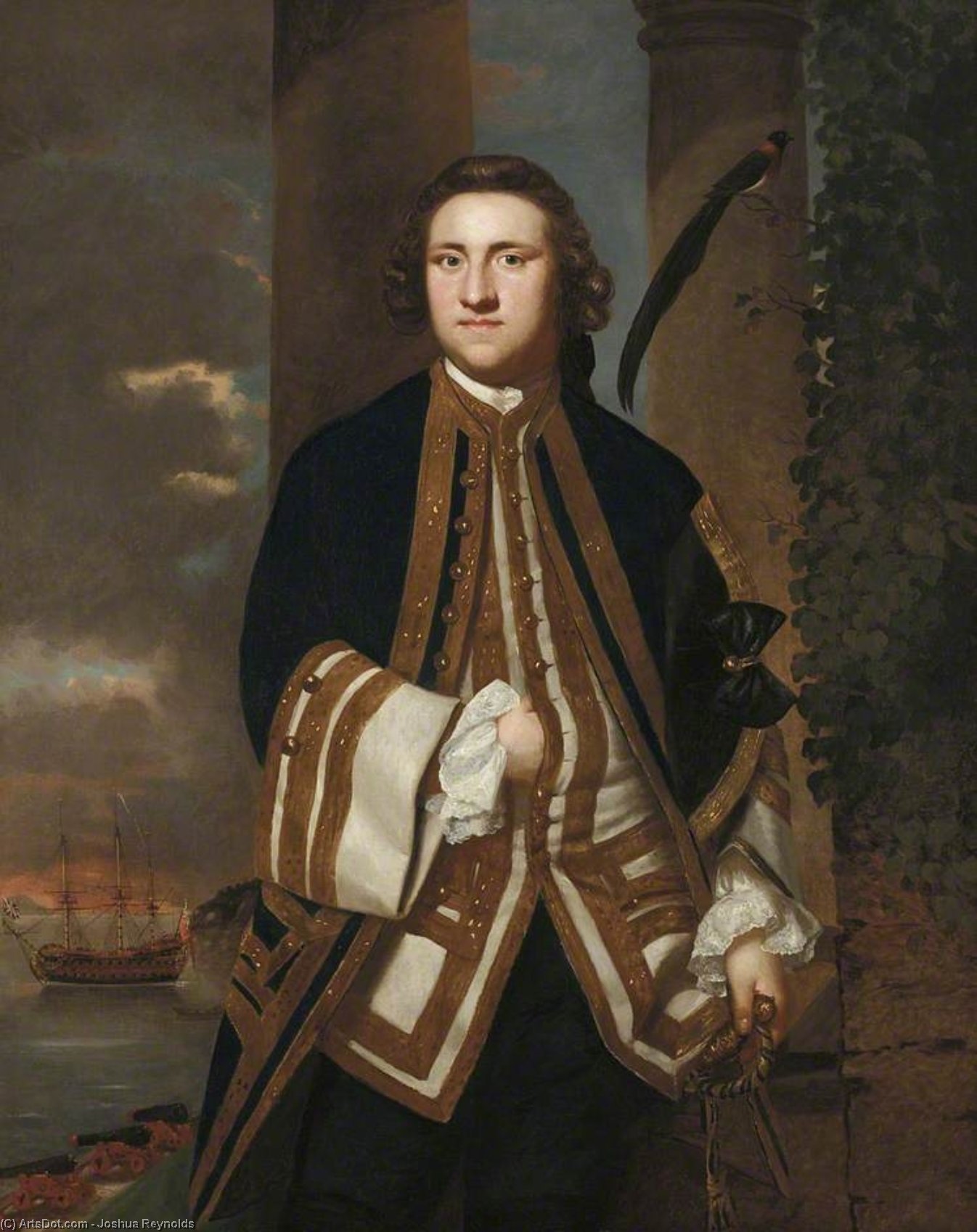 Wikioo.org - The Encyclopedia of Fine Arts - Painting, Artwork by Joshua Reynolds - Captain the Honourable George Edgcumbe