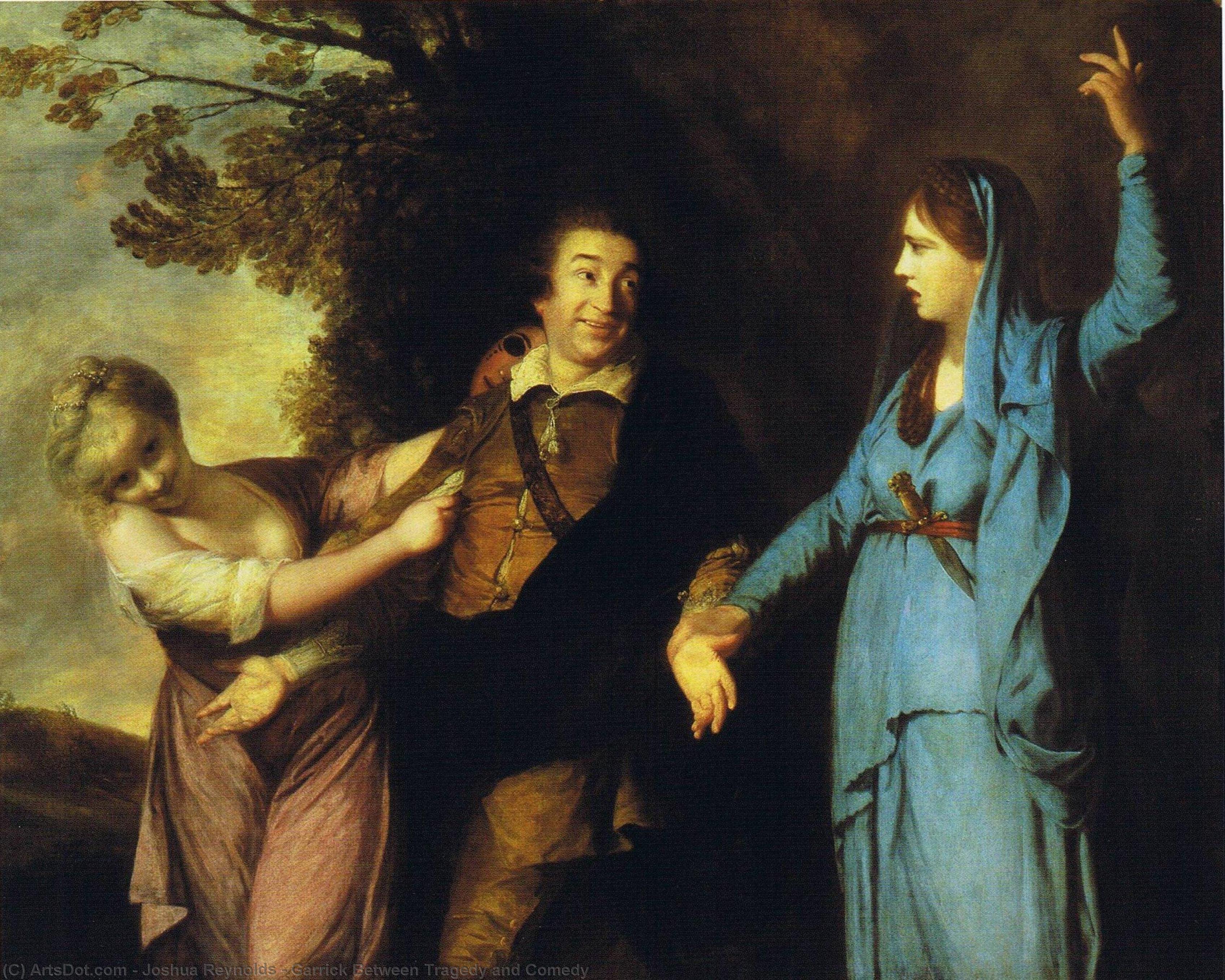 WikiOO.org - Enciklopedija dailės - Tapyba, meno kuriniai Joshua Reynolds - Garrick Between Tragedy and Comedy