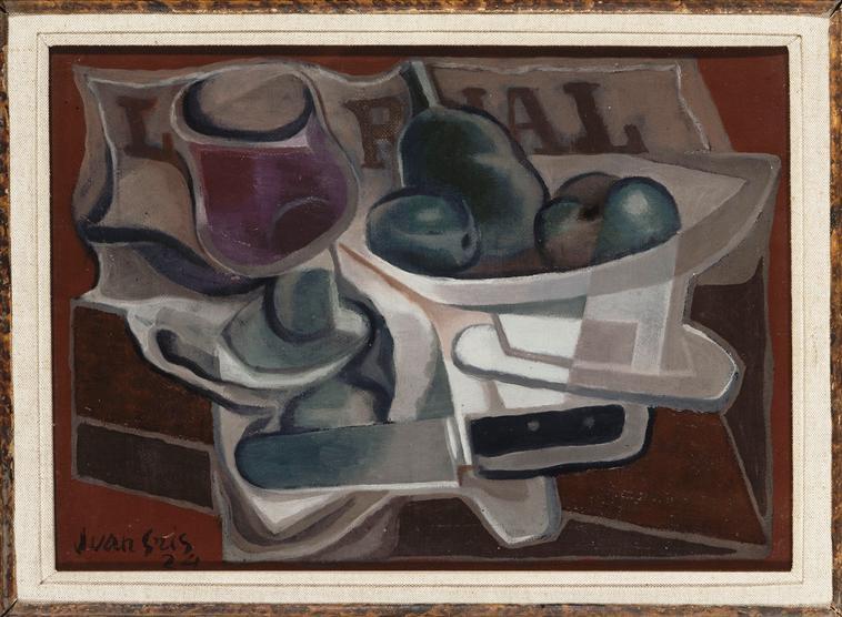 Wikioo.org - The Encyclopedia of Fine Arts - Painting, Artwork by Juan Gris - Fruit Dish and Glass