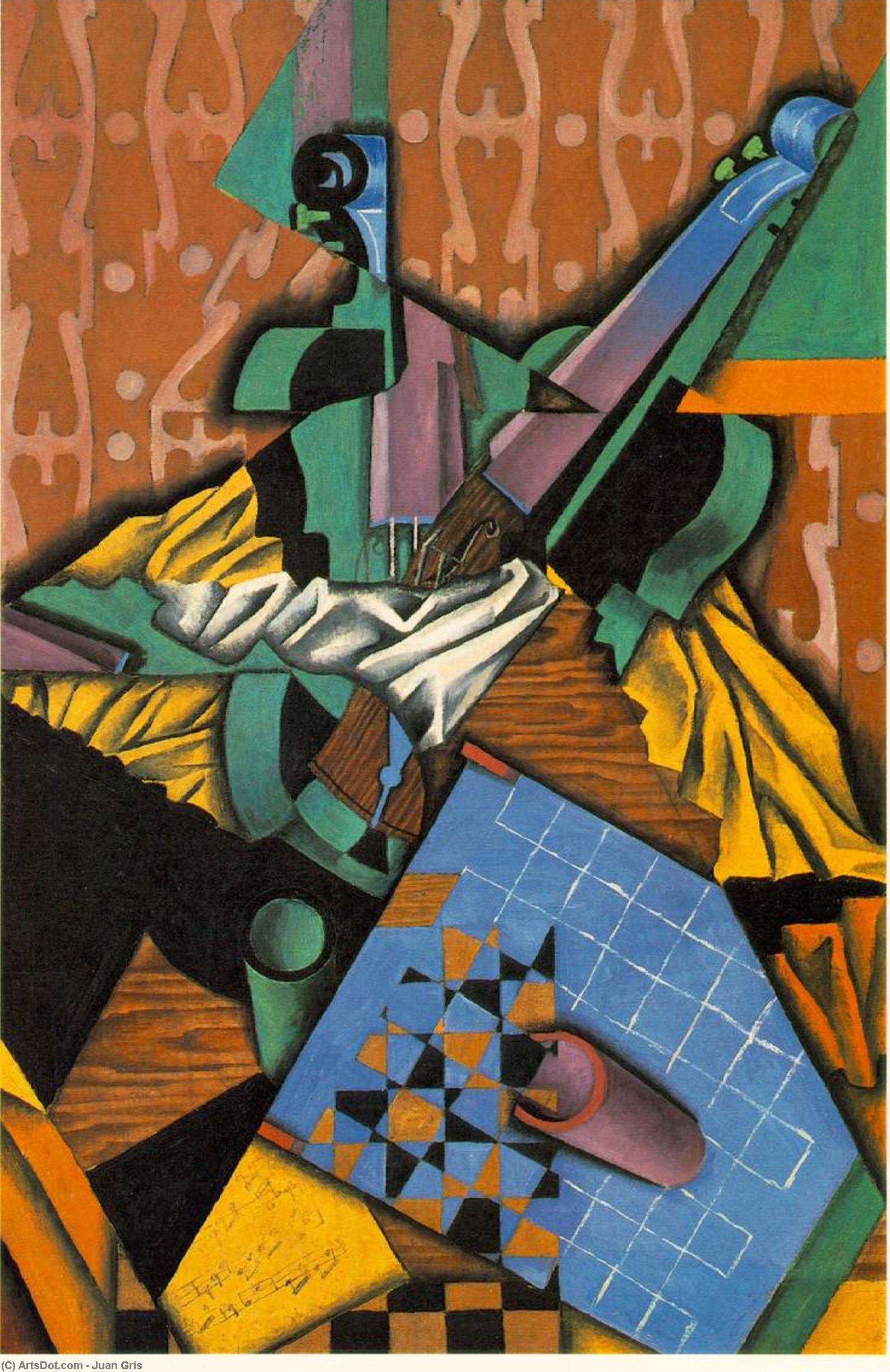 Wikioo.org - สารานุกรมวิจิตรศิลป์ - จิตรกรรม Juan Gris - Photograph of Violin and Checkerboard