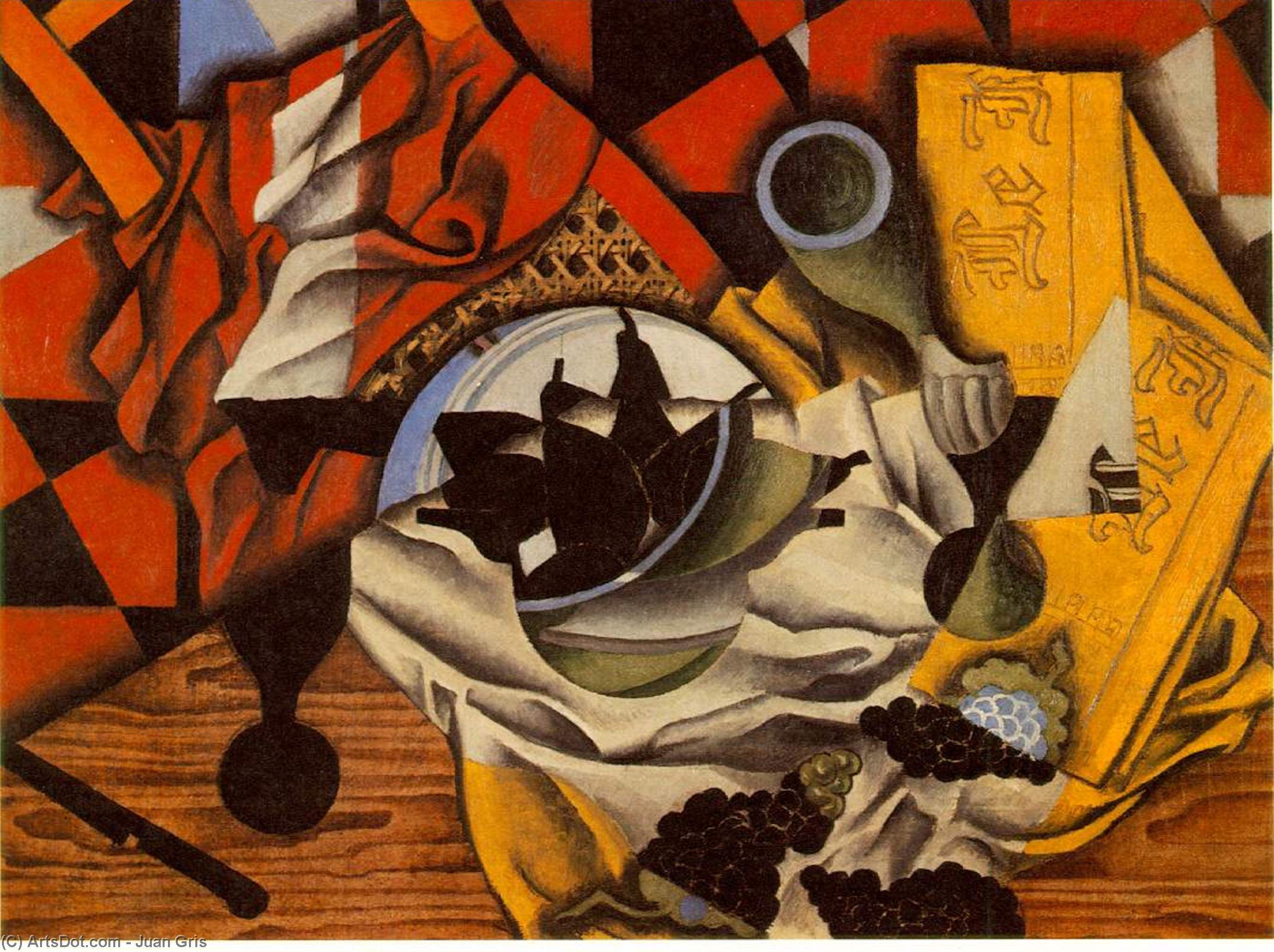 Wikioo.org – La Enciclopedia de las Bellas Artes - Pintura, Obras de arte de Juan Gris - Peras y uvas en una mesa