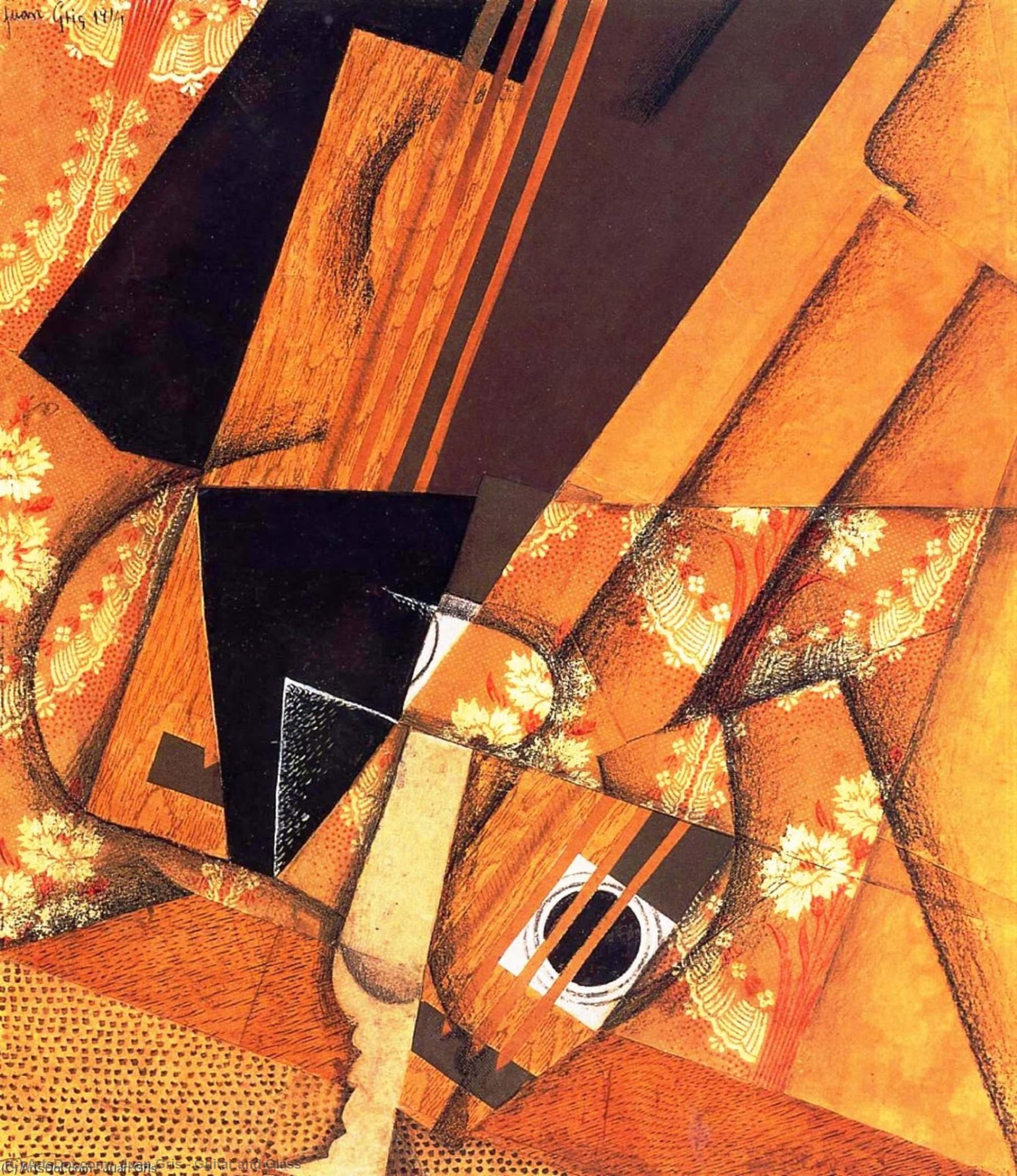 WikiOO.org - Encyclopedia of Fine Arts - Maleri, Artwork Juan Gris - Guitar and Glass
