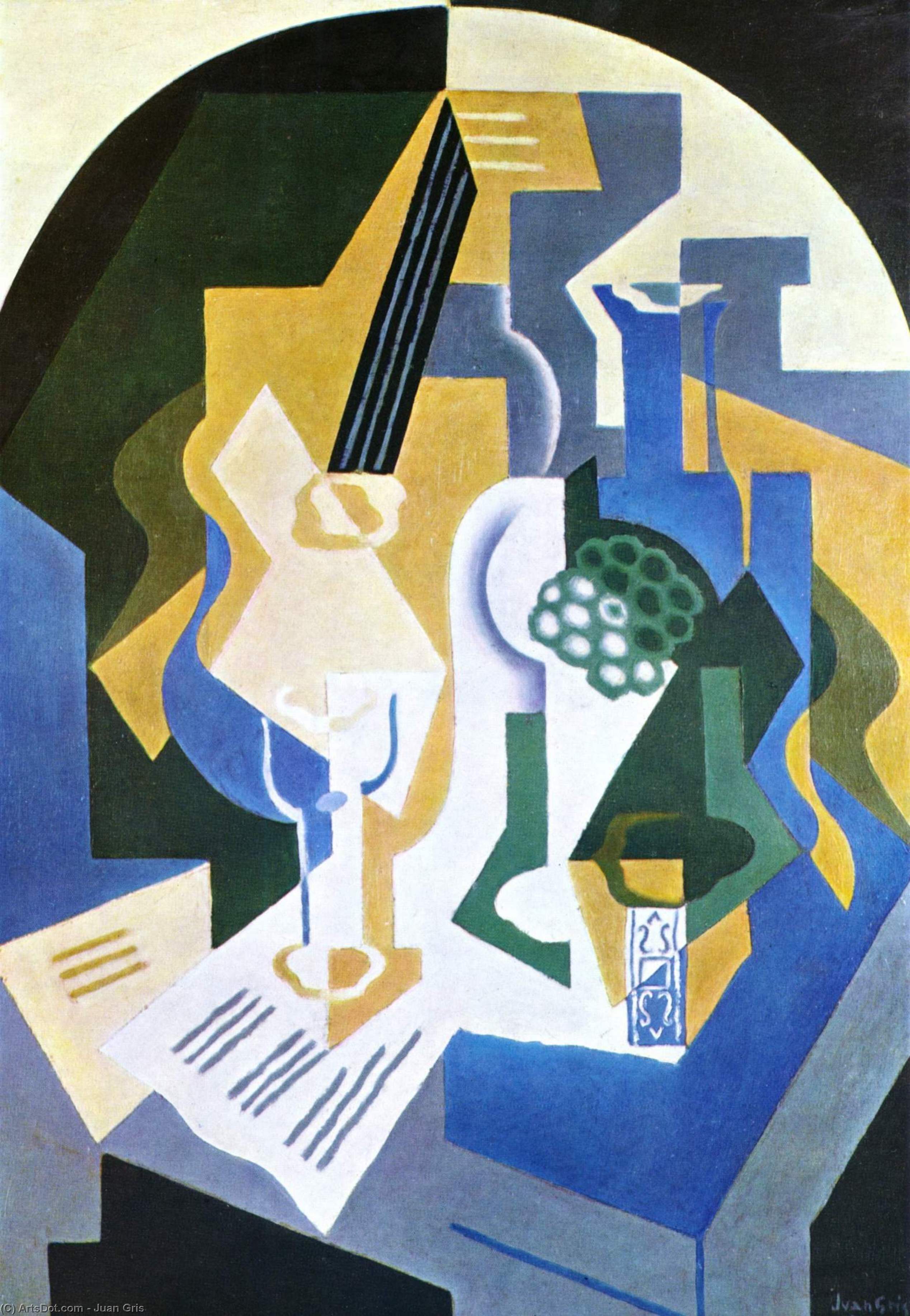 Wikioo.org - The Encyclopedia of Fine Arts - Painting, Artwork by Juan Gris - Still life with fruit bowl and mandolin