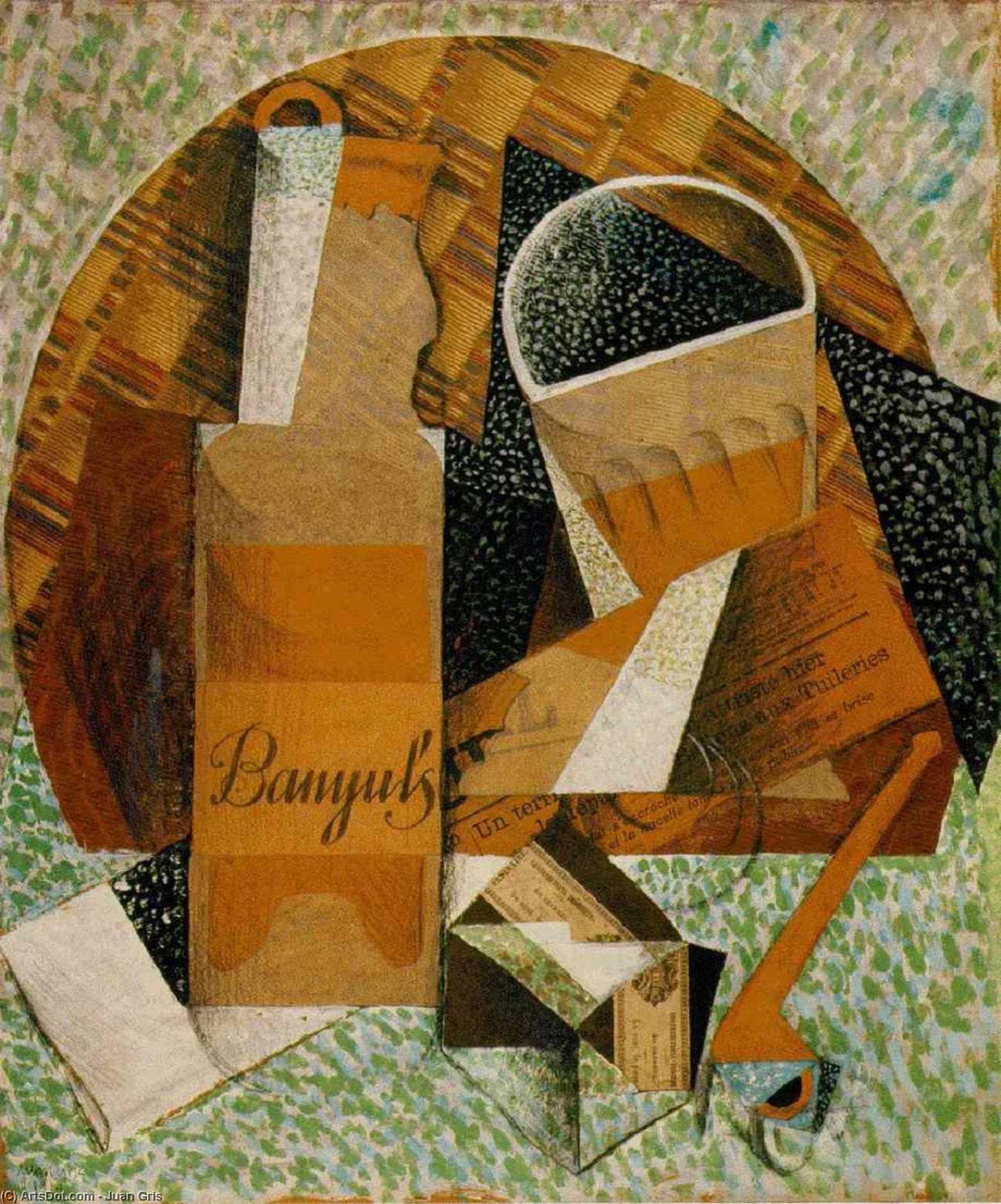 Wikioo.org - The Encyclopedia of Fine Arts - Painting, Artwork by Juan Gris - The Bottle of Banyuls