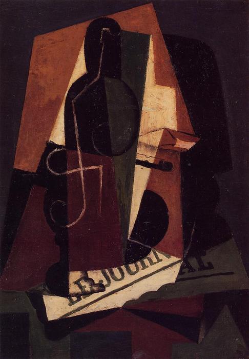 Wikioo.org - The Encyclopedia of Fine Arts - Painting, Artwork by Juan Gris - Bottle and Glass