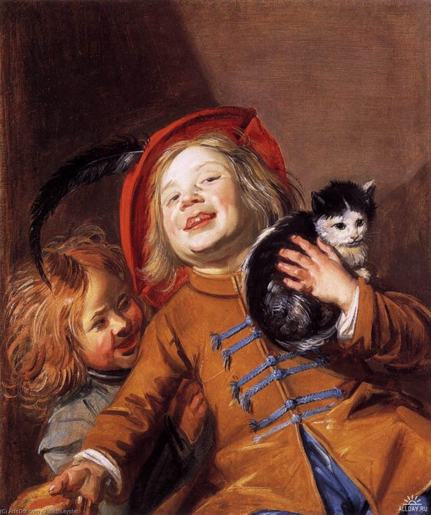 Wikioo.org - The Encyclopedia of Fine Arts - Painting, Artwork by Judith Leyster - Laughing Children with a Cat