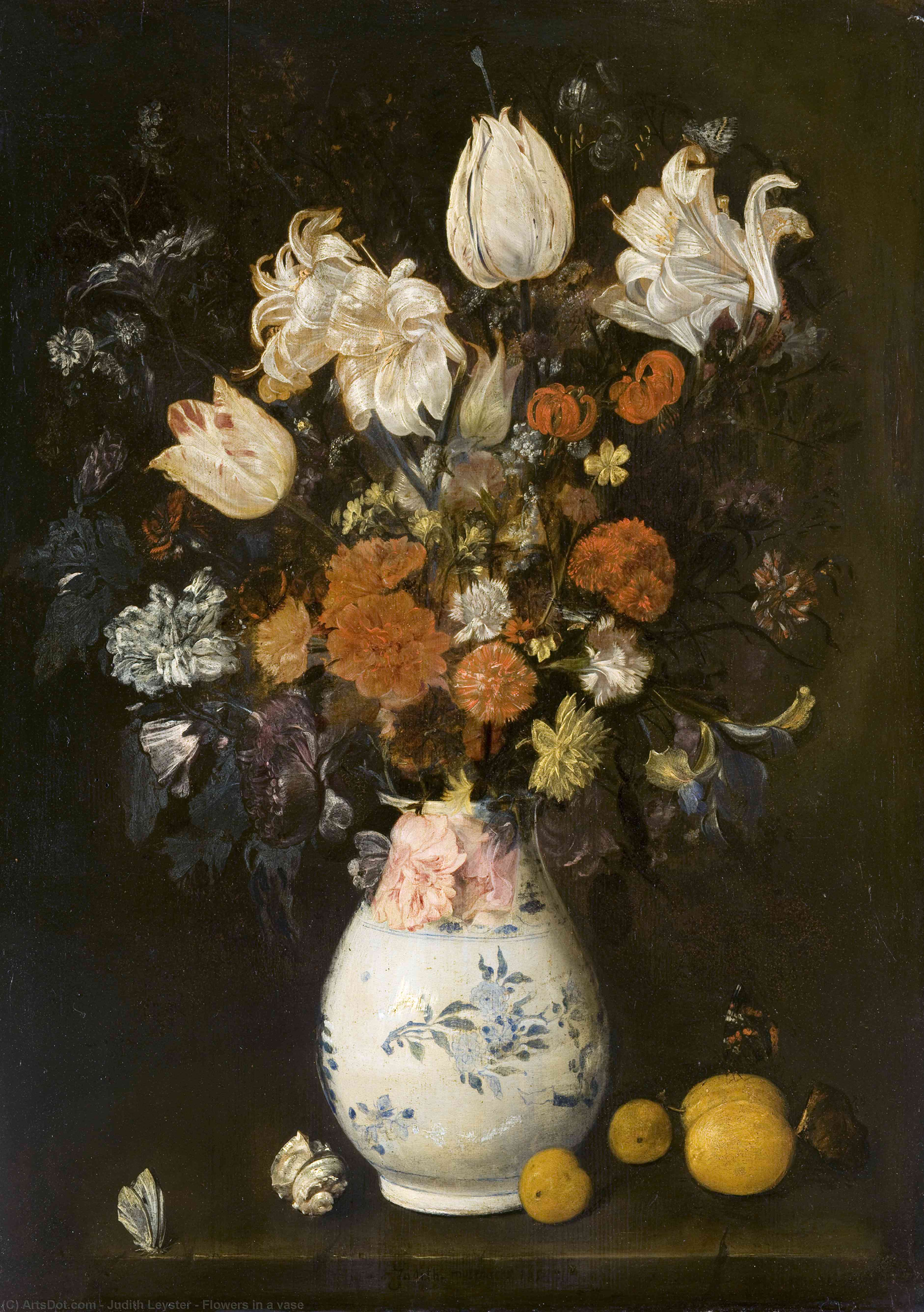 Wikioo.org - The Encyclopedia of Fine Arts - Painting, Artwork by Judith Leyster - Flowers in a vase