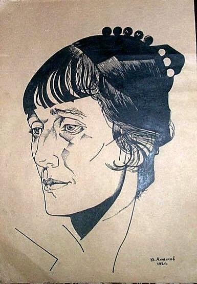 WikiOO.org - Enciclopedia of Fine Arts - Pictura, lucrări de artă Jury Annenkov - Portrait of poet Anna Akhmatova