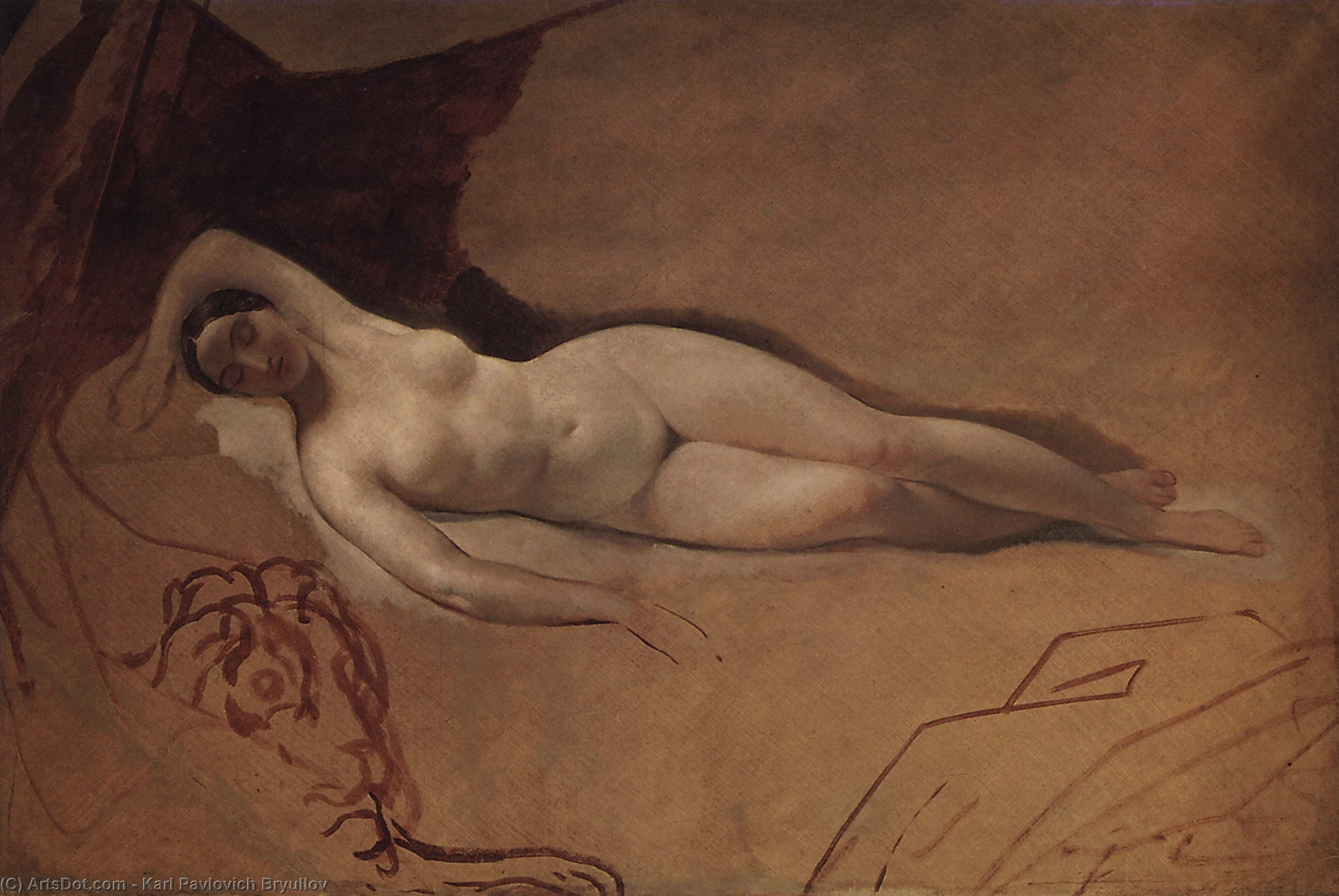 Wikioo.org - The Encyclopedia of Fine Arts - Painting, Artwork by Karl Pavlovich Bryullov - Sleeping Juno