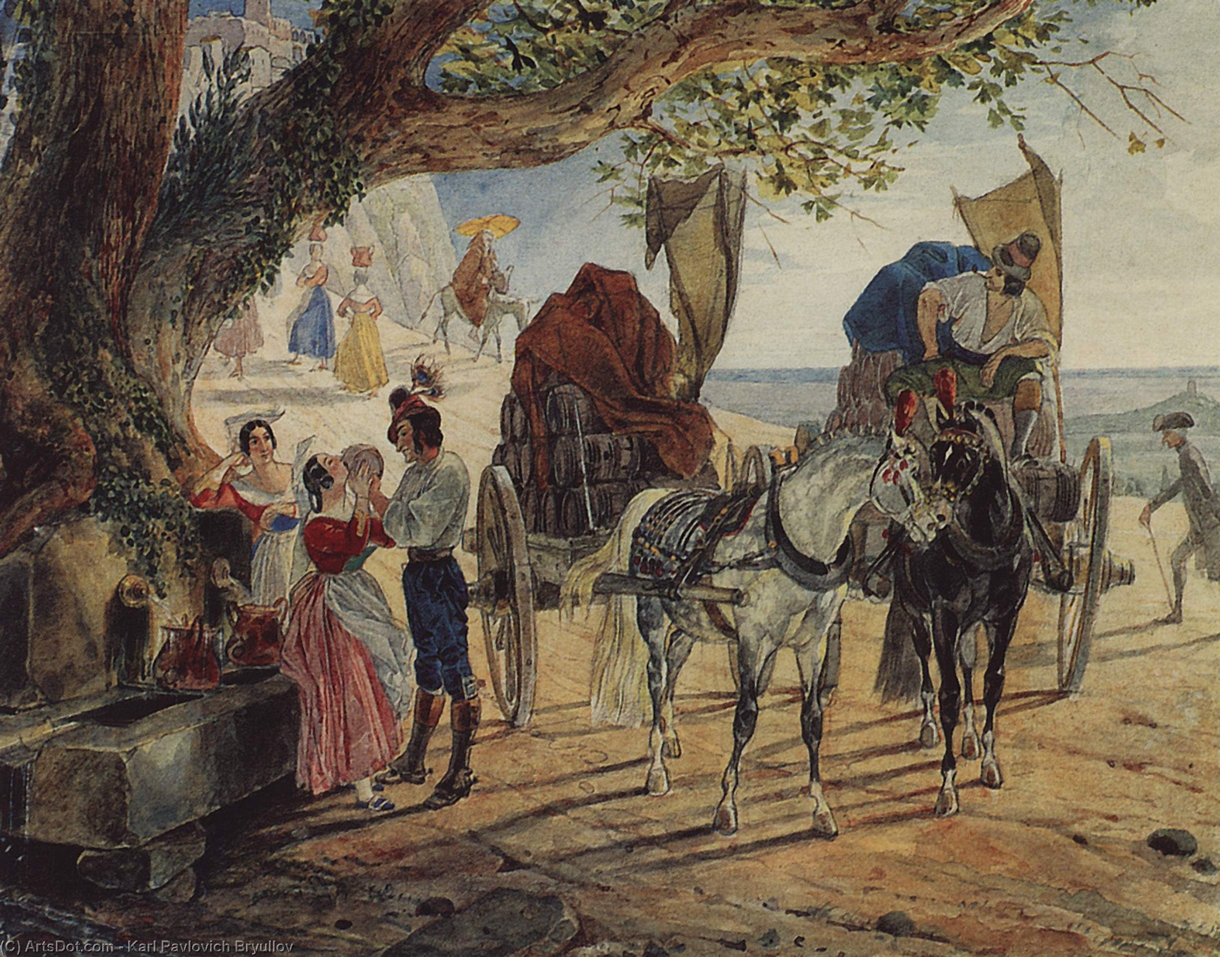 WikiOO.org – 美術百科全書 - 繪畫，作品 Karl Pavlovich Bryullov - 漫步在阿尔巴诺