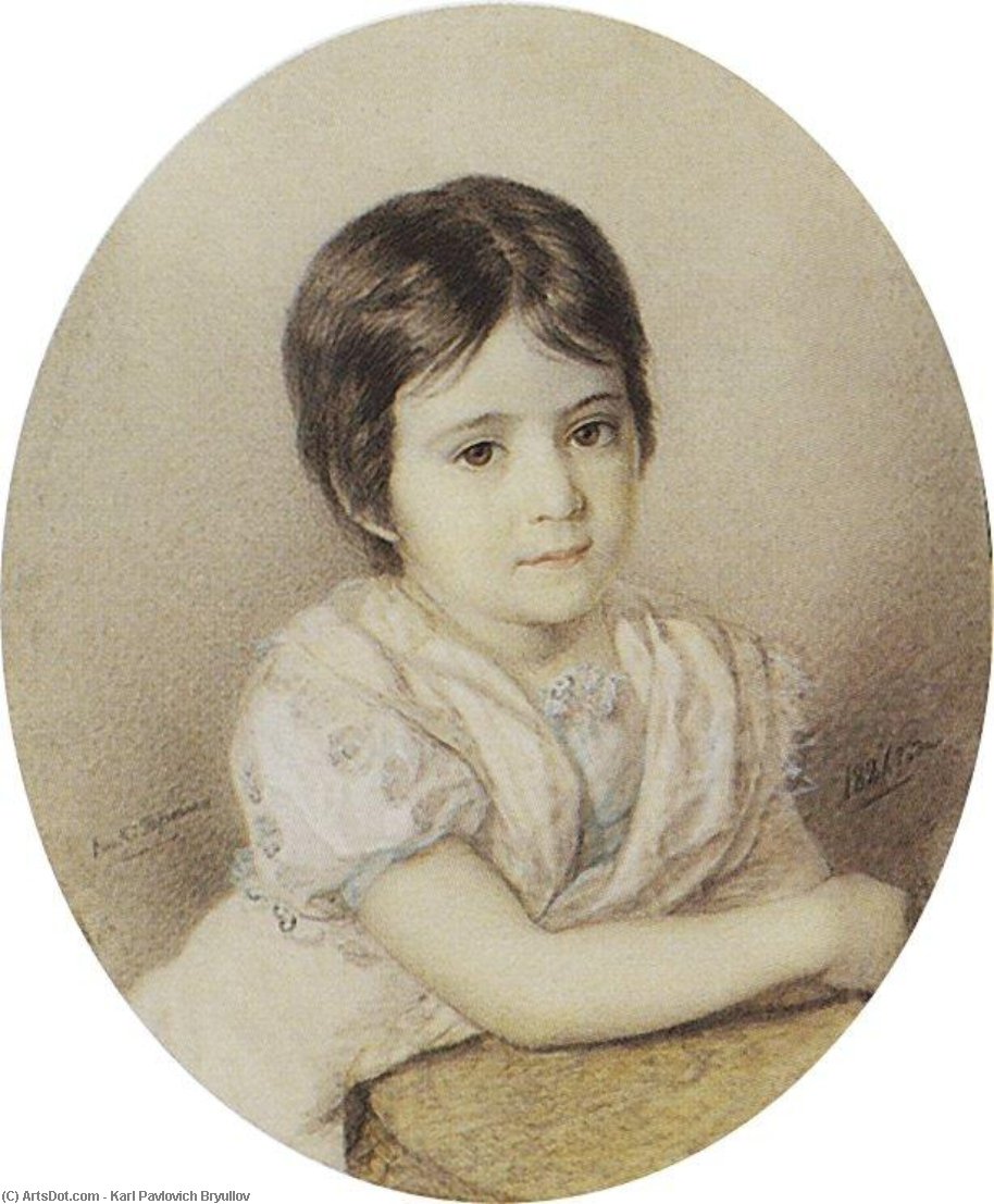 Wikioo.org - The Encyclopedia of Fine Arts - Painting, Artwork by Karl Pavlovich Bryullov - Portrait of Maria Kikina as a Child