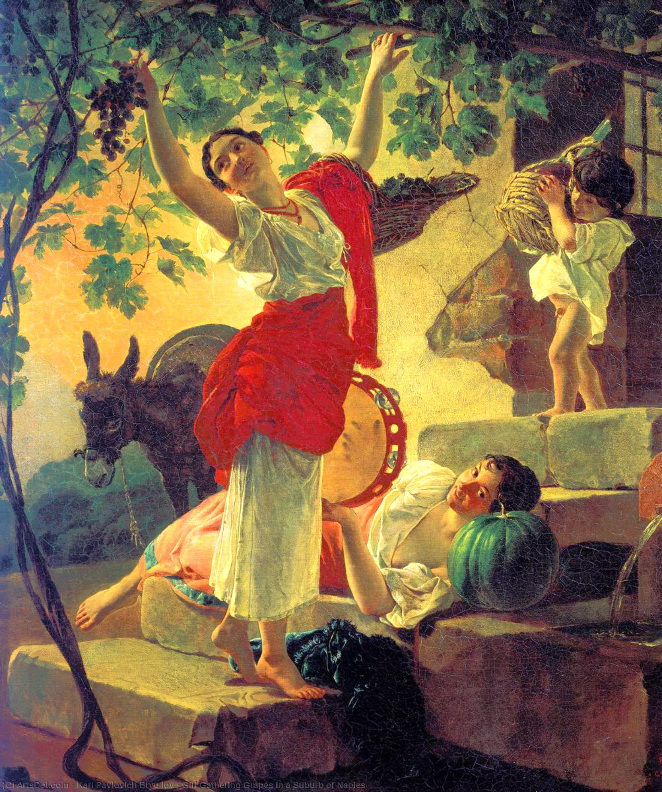 Wikioo.org - The Encyclopedia of Fine Arts - Painting, Artwork by Karl Pavlovich Bryullov - Girl Gathering Grapes in a Suburb of Naples
