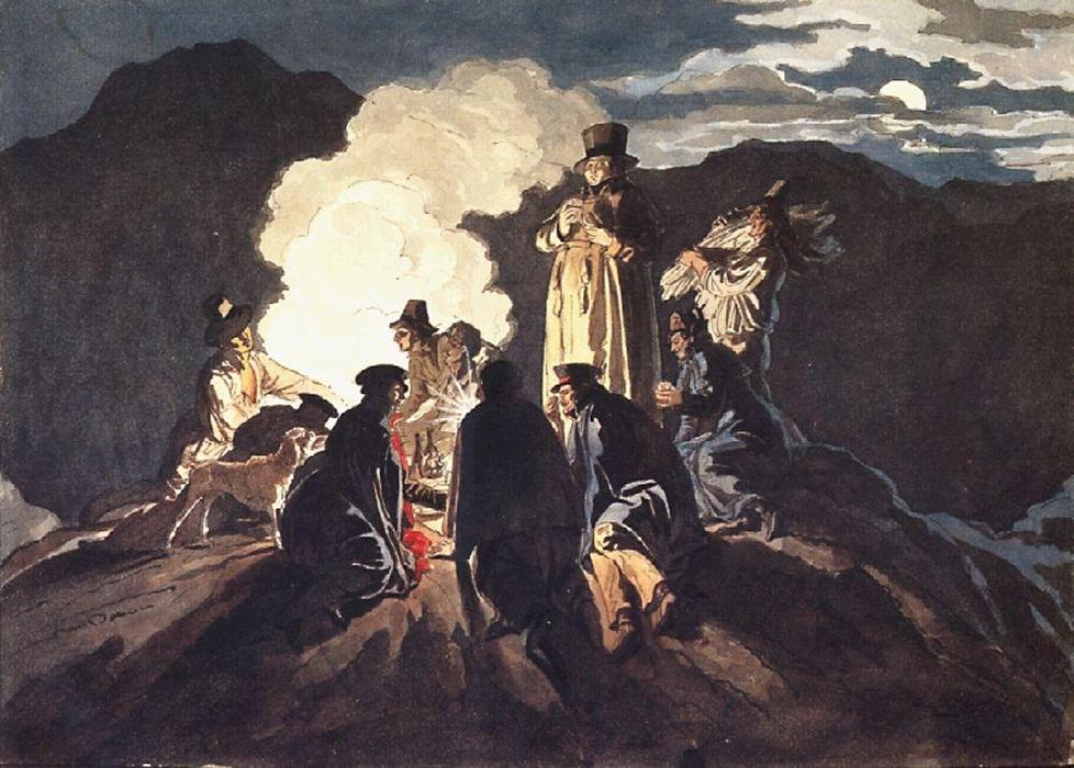 Wikioo.org - The Encyclopedia of Fine Arts - Painting, Artwork by Karl Pavlovich Bryullov - Bivouac on a Crater, Vesuvius