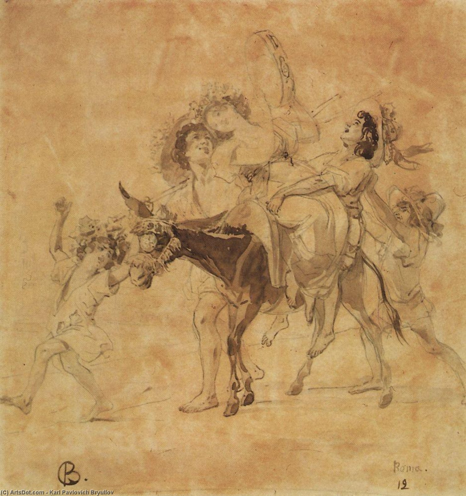 WikiOO.org - Encyclopedia of Fine Arts - Maľba, Artwork Karl Pavlovich Bryullov - A Merry Return