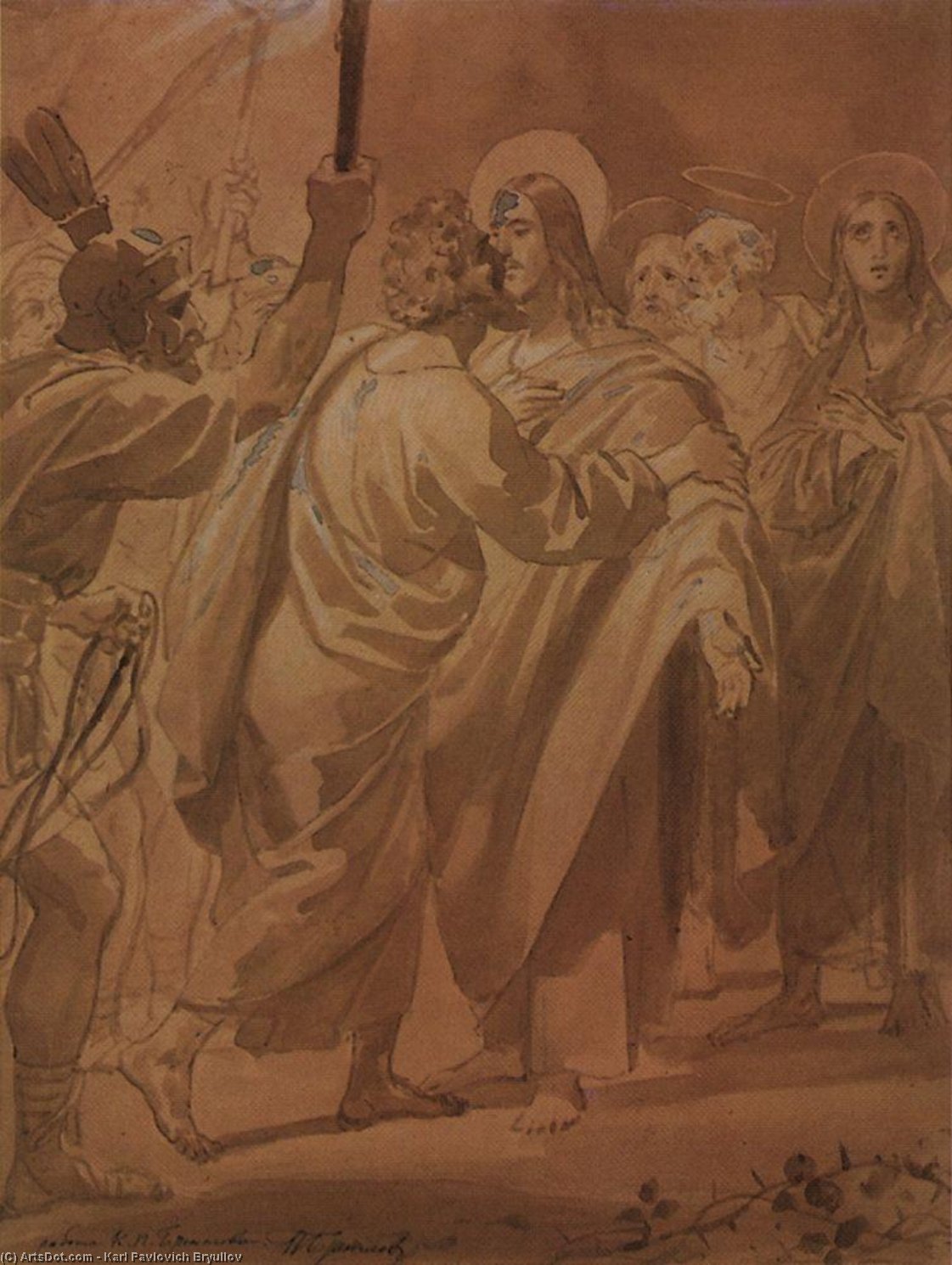 Wikioo.org - The Encyclopedia of Fine Arts - Painting, Artwork by Karl Pavlovich Bryullov - The Judas kiss