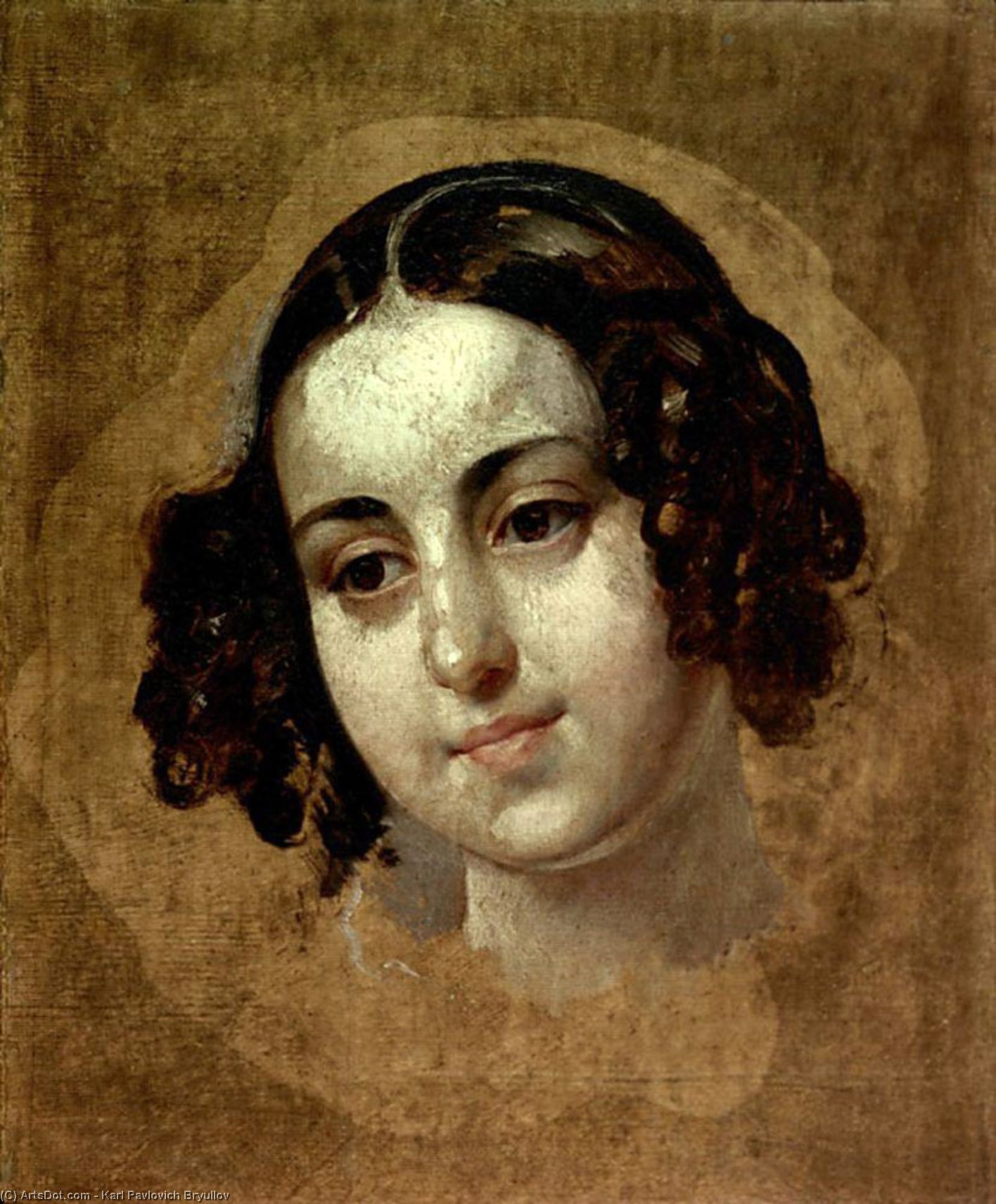 Wikioo.org - The Encyclopedia of Fine Arts - Painting, Artwork by Karl Pavlovich Bryullov - Head a girl