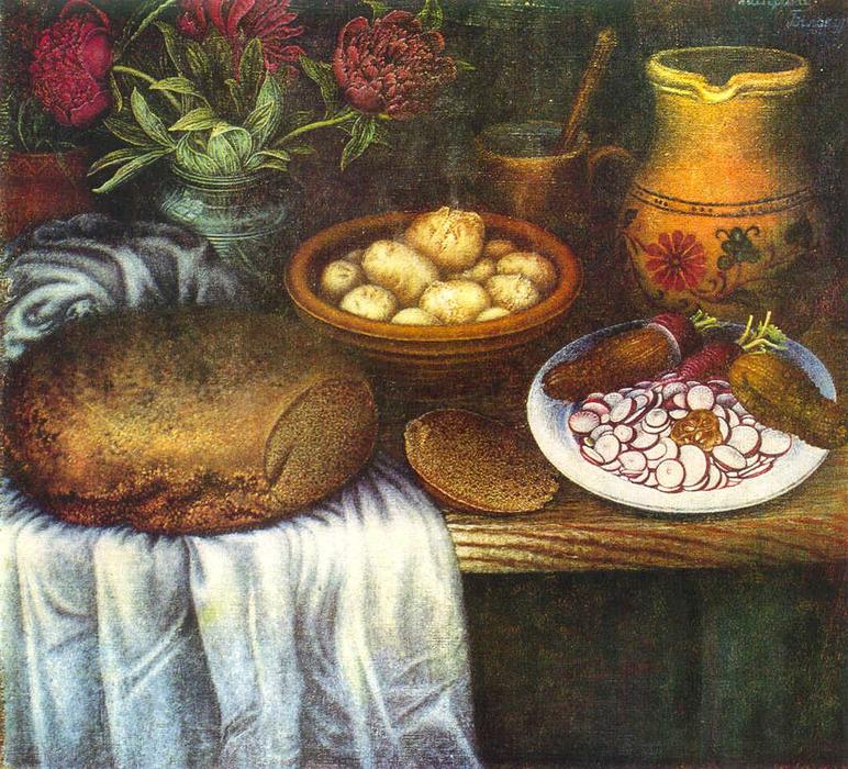 WikiOO.org - Güzel Sanatlar Ansiklopedisi - Resim, Resimler Kateryna Vasylivna Bilokur - Still life ''Breakfast''