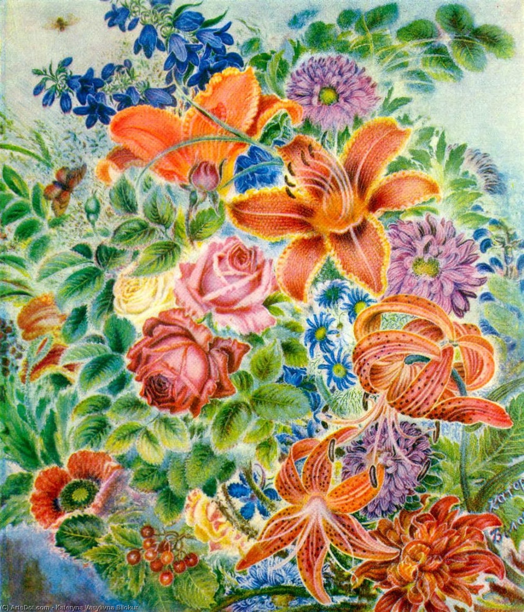 Wikioo.org - The Encyclopedia of Fine Arts - Painting, Artwork by Kateryna Vasylivna Bilokur - Garden flowers