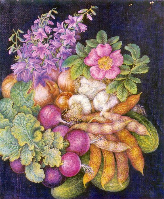 WikiOO.org - Güzel Sanatlar Ansiklopedisi - Resim, Resimler Kateryna Vasylivna Bilokur - Still life ''Flowers and Vegetables''