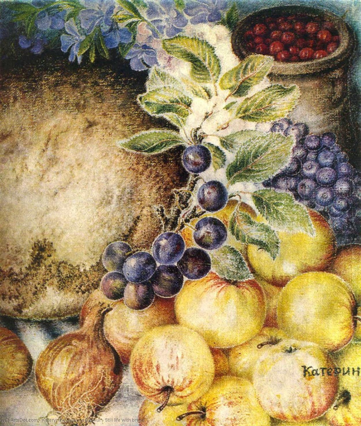 Wikioo.org - The Encyclopedia of Fine Arts - Painting, Artwork by Kateryna Vasylivna Bilokur - Still life with bread