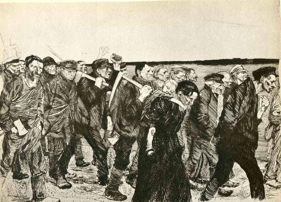 Wikioo.org - The Encyclopedia of Fine Arts - Painting, Artwork by Kathe Kollwitz - The March of the Weavers in Berlin