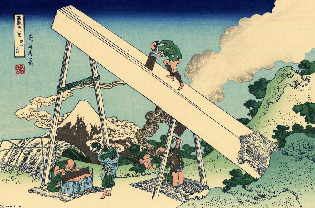 Wikioo.org - The Encyclopedia of Fine Arts - Painting, Artwork by Katsushika Hokusai - The Fuji from the mountains of Totomi