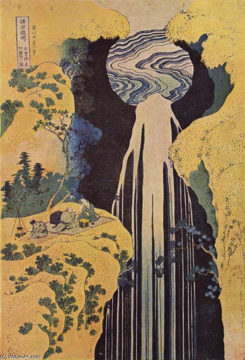 Wikioo.org – La Enciclopedia de las Bellas Artes - Pintura, Obras de arte de Katsushika Hokusai - La cascada de Amida detrás del camino de Kiso
