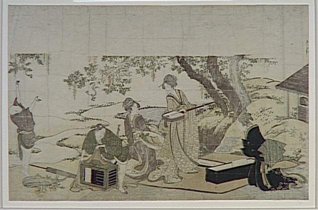 Wikioo.org - สารานุกรมวิจิตรศิลป์ - จิตรกรรม Katsushika Hokusai - Concert under the Wisteria