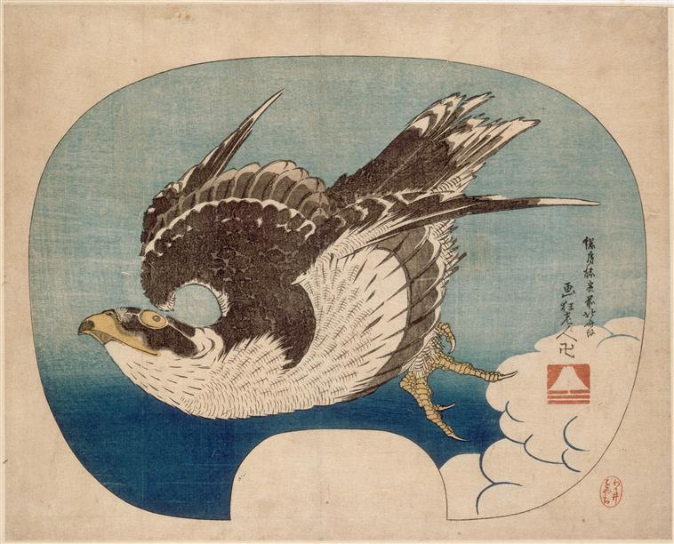 Wikioo.org - The Encyclopedia of Fine Arts - Painting, Artwork by Katsushika Hokusai - Falcon in flight