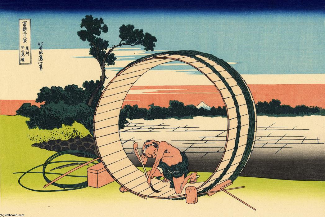 Wikioo.org - The Encyclopedia of Fine Arts - Painting, Artwork by Katsushika Hokusai - Fujimi Fuji view field in the Owari province