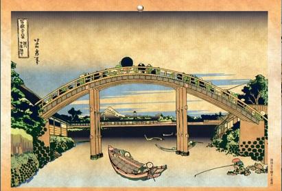WikiOO.org - 백과 사전 - 회화, 삽화 Katsushika Hokusai - Fukagawa Mannen Bashi Shita