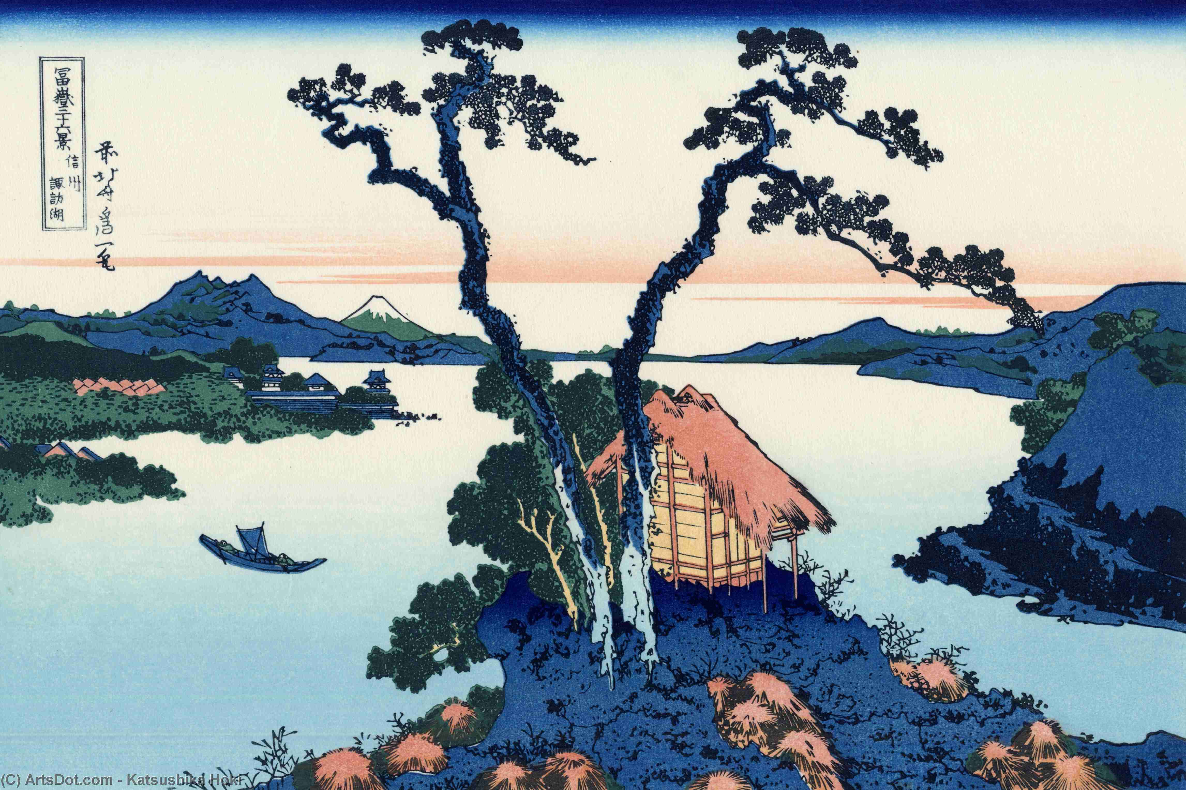 Wikioo.org - สารานุกรมวิจิตรศิลป์ - จิตรกรรม Katsushika Hokusai - Lake Suwa in the Shinano province