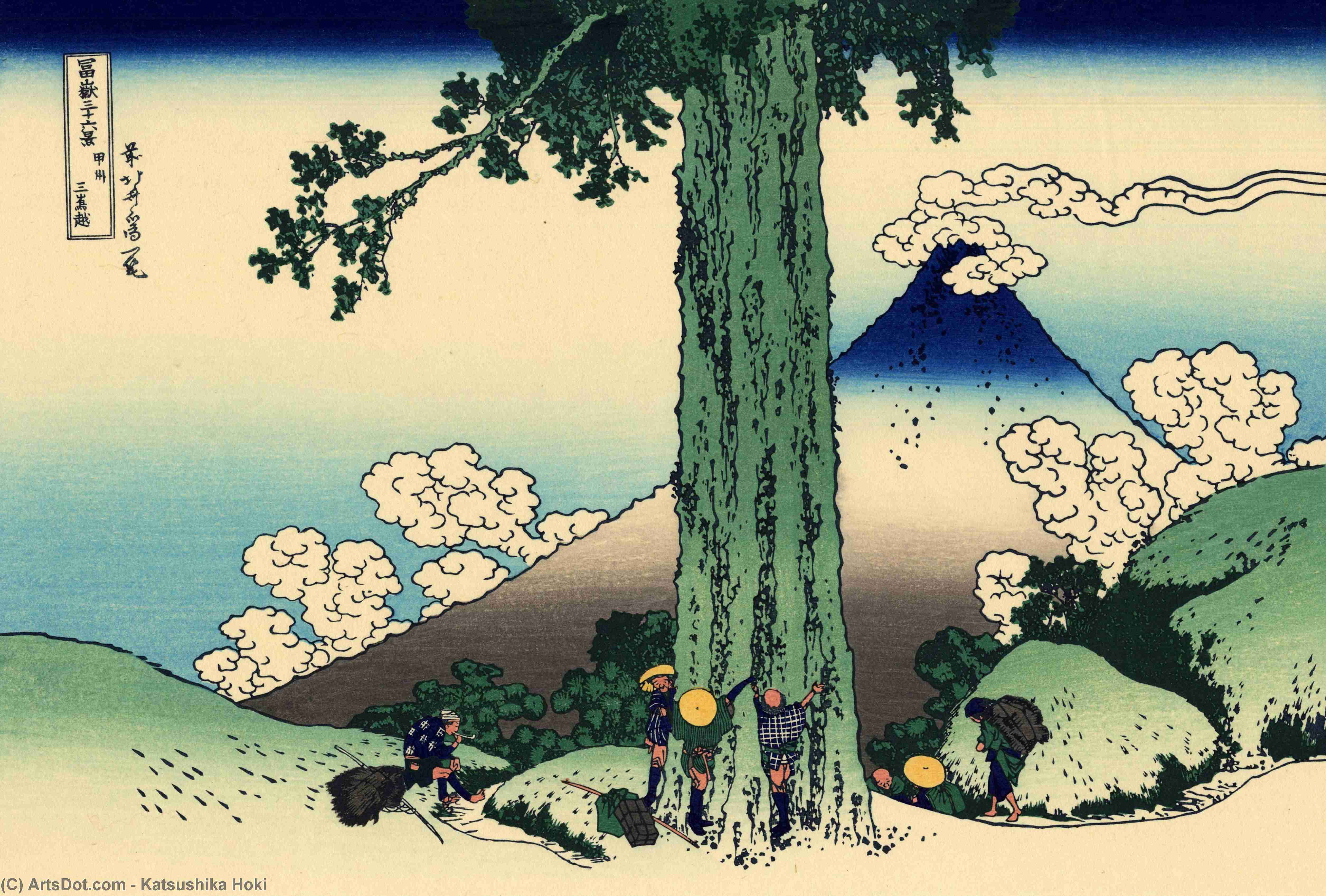 Wikioo.org – La Enciclopedia de las Bellas Artes - Pintura, Obras de arte de Katsushika Hokusai - Mishima pase en la provincia de Kai