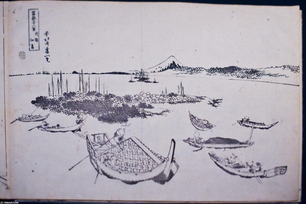 WikiOO.org - Енциклопедия за изящни изкуства - Живопис, Произведения на изкуството Katsushika Hokusai - Mount Fuji as seen from the island Tsuku Dajima