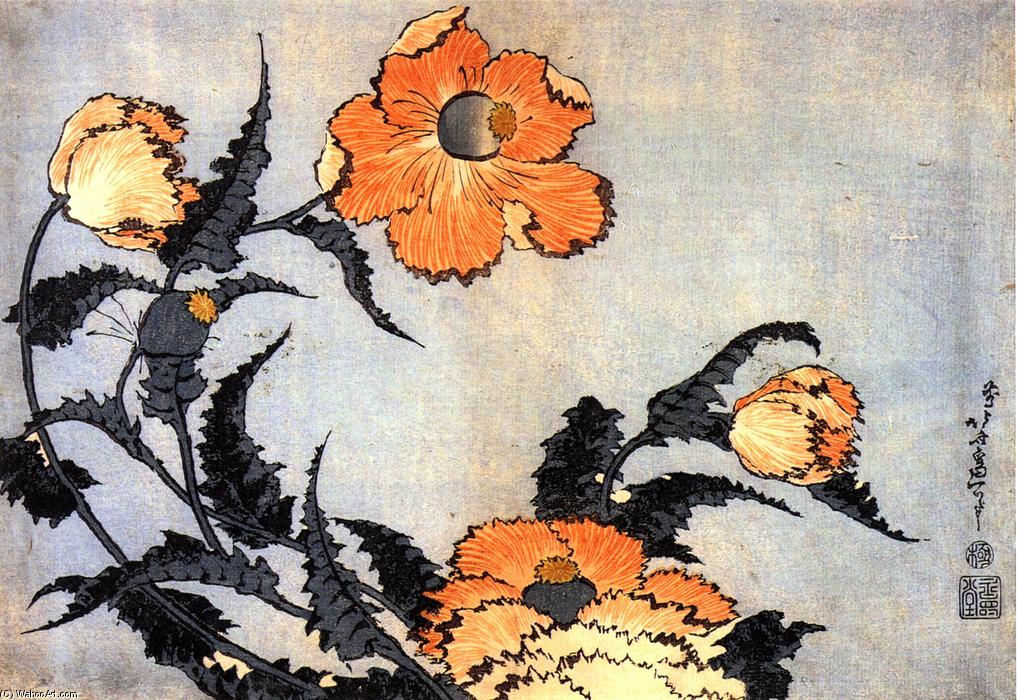 WikiOO.org - Encyclopedia of Fine Arts - Maľba, Artwork Katsushika Hokusai - Poppies