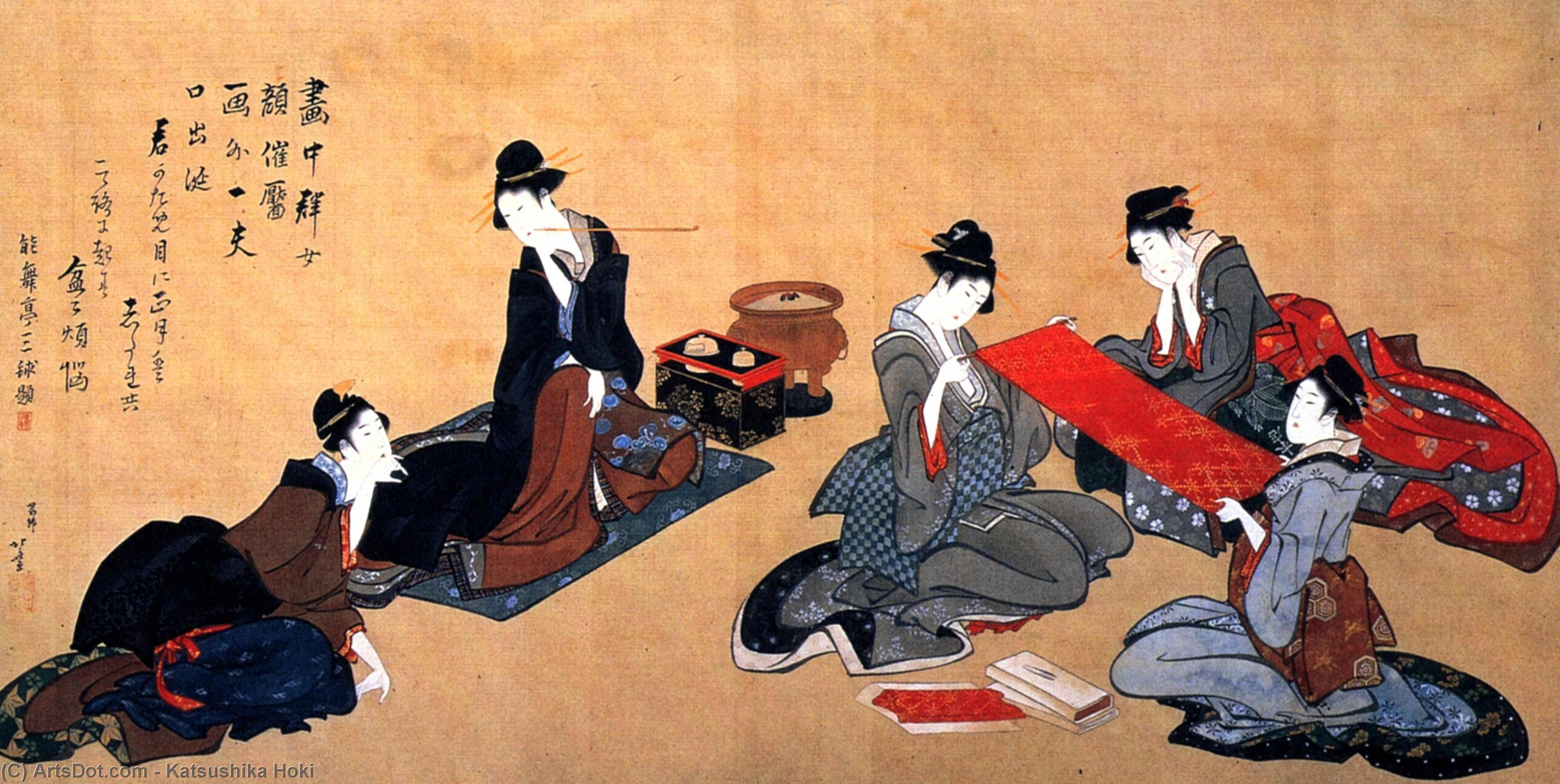 Wikioo.org - Die Enzyklopädie bildender Kunst - Malerei, Kunstwerk von Katsushika Hokusai - porträt von chino hyogo an seinem schreibtisch sitzen