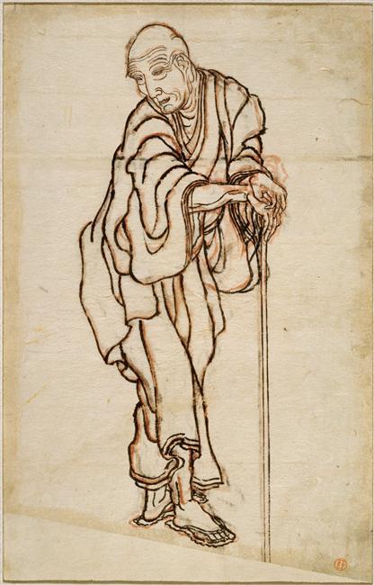 Wikioo.org – L'Enciclopedia delle Belle Arti - Pittura, Opere di Katsushika Hokusai - Autoritratto in età di un uomo anziano
