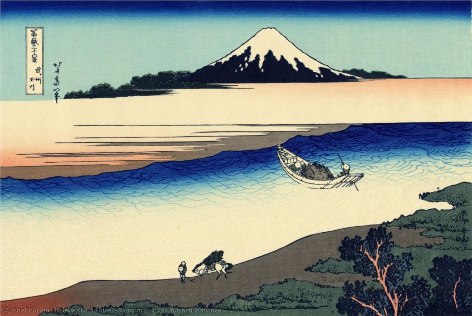 Wikioo.org – L'Encyclopédie des Beaux Arts - Peinture, Oeuvre de Katsushika Hokusai - Rivière Tama dans la province de Musashi