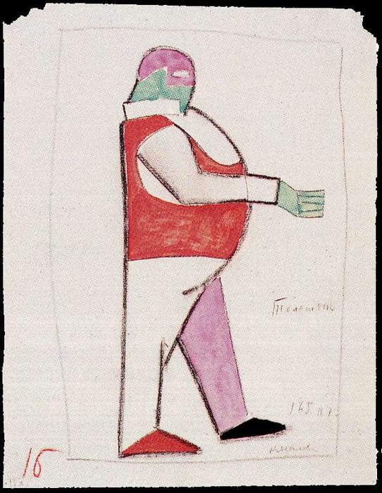 WikiOO.org - Encyclopedia of Fine Arts - Maalaus, taideteos Kazimir Severinovich Malevich - Costume design for the opera ''Victory over the Sun''