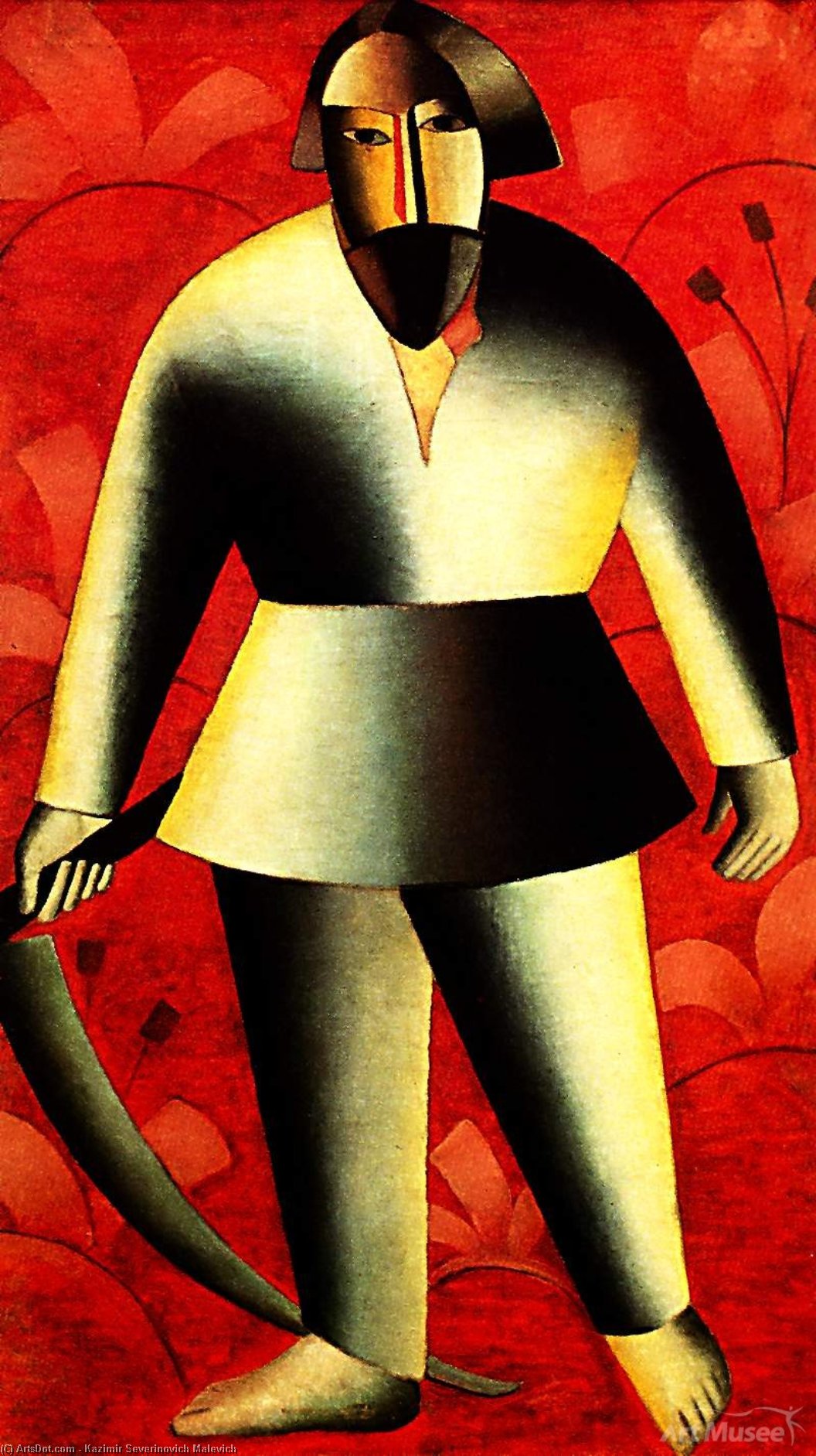 WikiOO.org - Encyclopedia of Fine Arts - Maleri, Artwork Kazimir Severinovich Malevich - The reaper on red