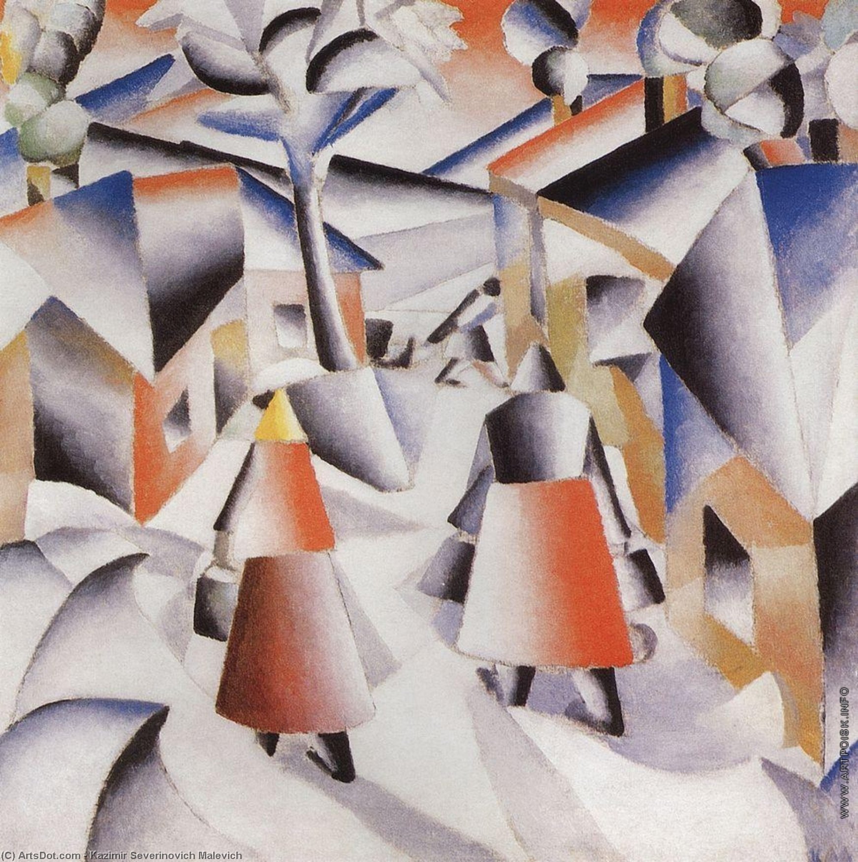 WikiOO.org - Encyclopedia of Fine Arts - Maalaus, taideteos Kazimir Severinovich Malevich - Morning in the Village after Snowstorm