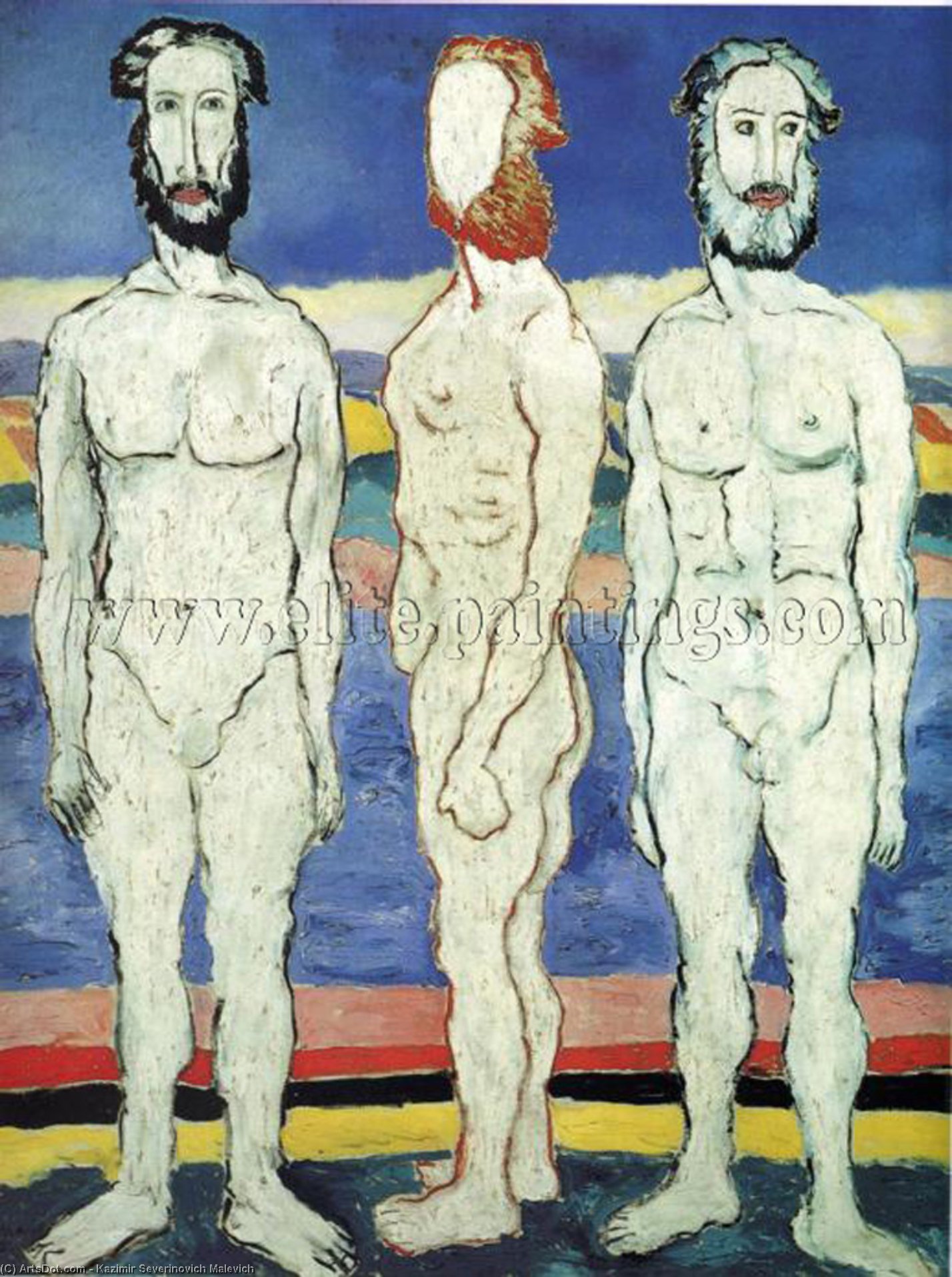 WikiOO.org – 美術百科全書 - 繪畫，作品 Kazimir Severinovich Malevich - 泳客