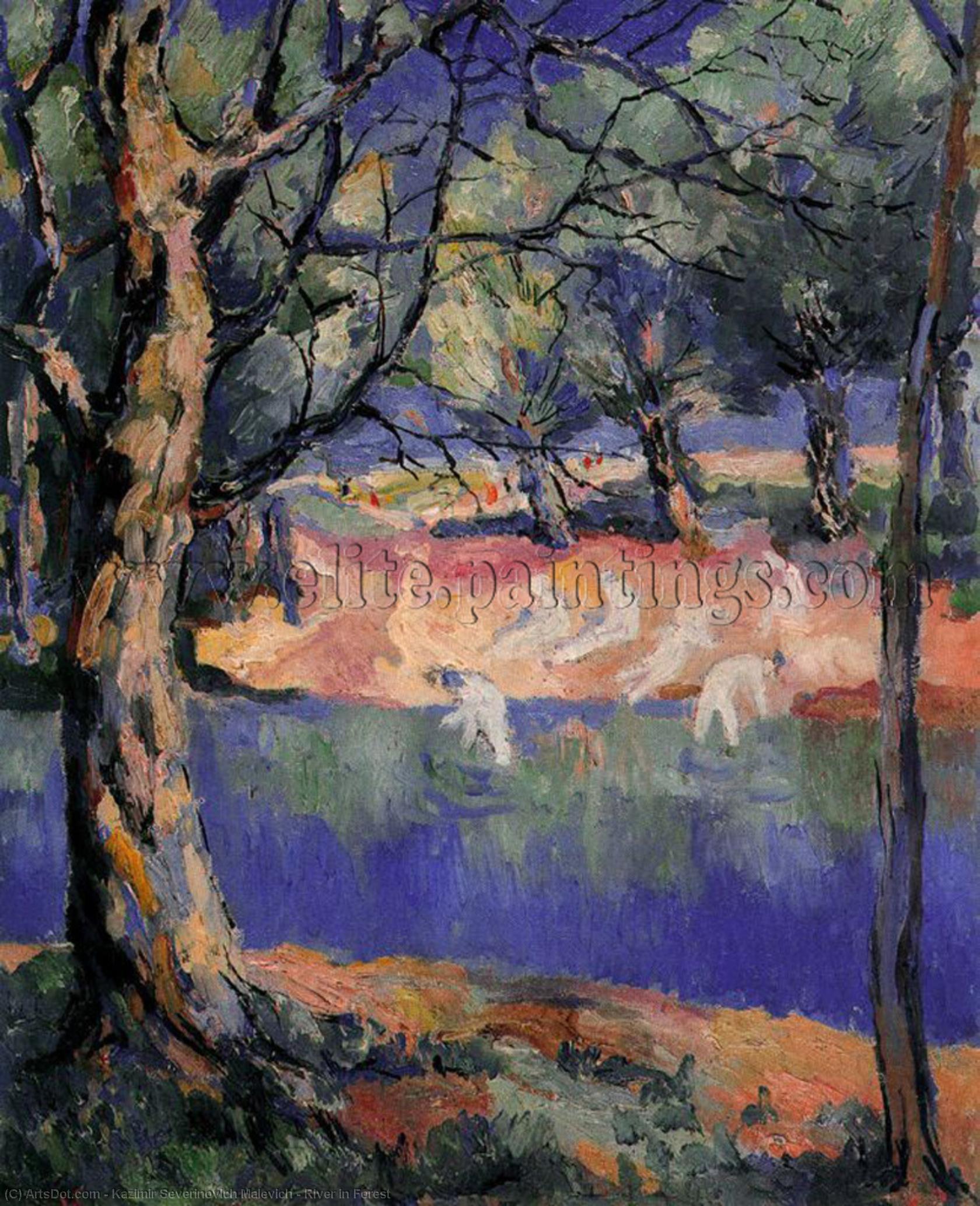 WikiOO.org - Енциклопедия за изящни изкуства - Живопис, Произведения на изкуството Kazimir Severinovich Malevich - River in Forest