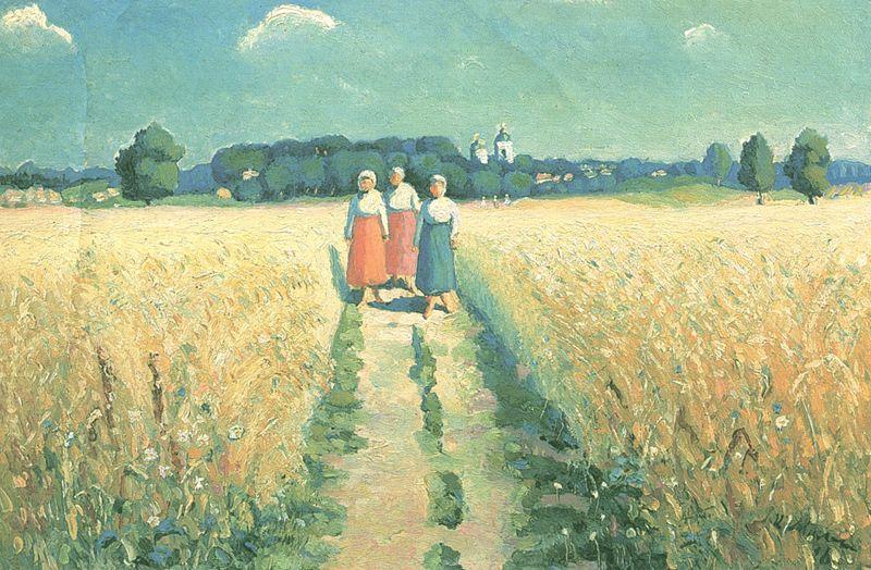 Wikioo.org - The Encyclopedia of Fine Arts - Painting, Artwork by Kazimir Severinovich Malevich - Three women on the road
