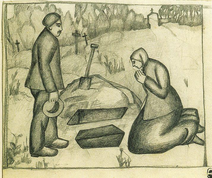 WikiOO.org – 美術百科全書 - 繪畫，作品 Kazimir Severinovich Malevich - 在墓地