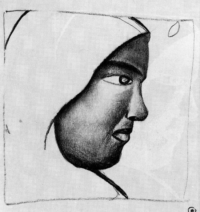 WikiOO.org - Encyclopedia of Fine Arts - Maalaus, taideteos Kazimir Severinovich Malevich - Woman s Head in Profile