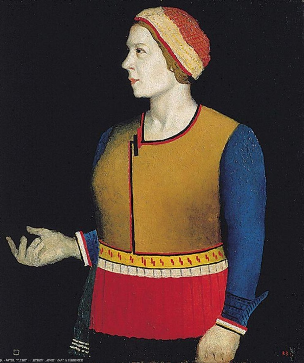 WikiOO.org - Εγκυκλοπαίδεια Καλών Τεχνών - Ζωγραφική, έργα τέχνης Kazimir Severinovich Malevich - Portrait of Artist s Wife N.A. Malevich