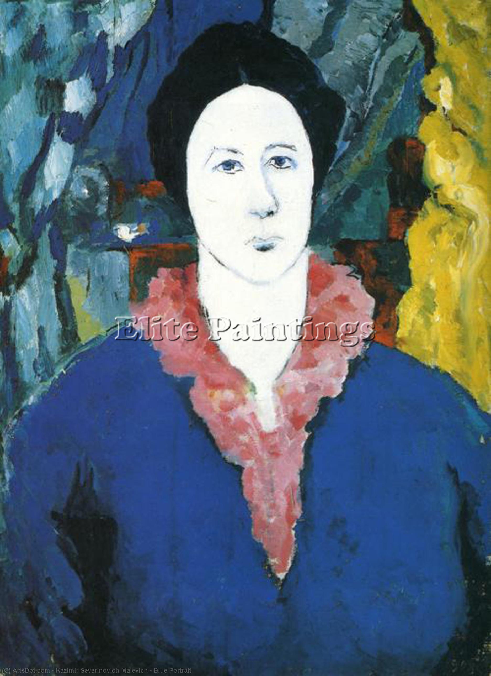 Wikioo.org - The Encyclopedia of Fine Arts - Painting, Artwork by Kazimir Severinovich Malevich - Blue Portrait