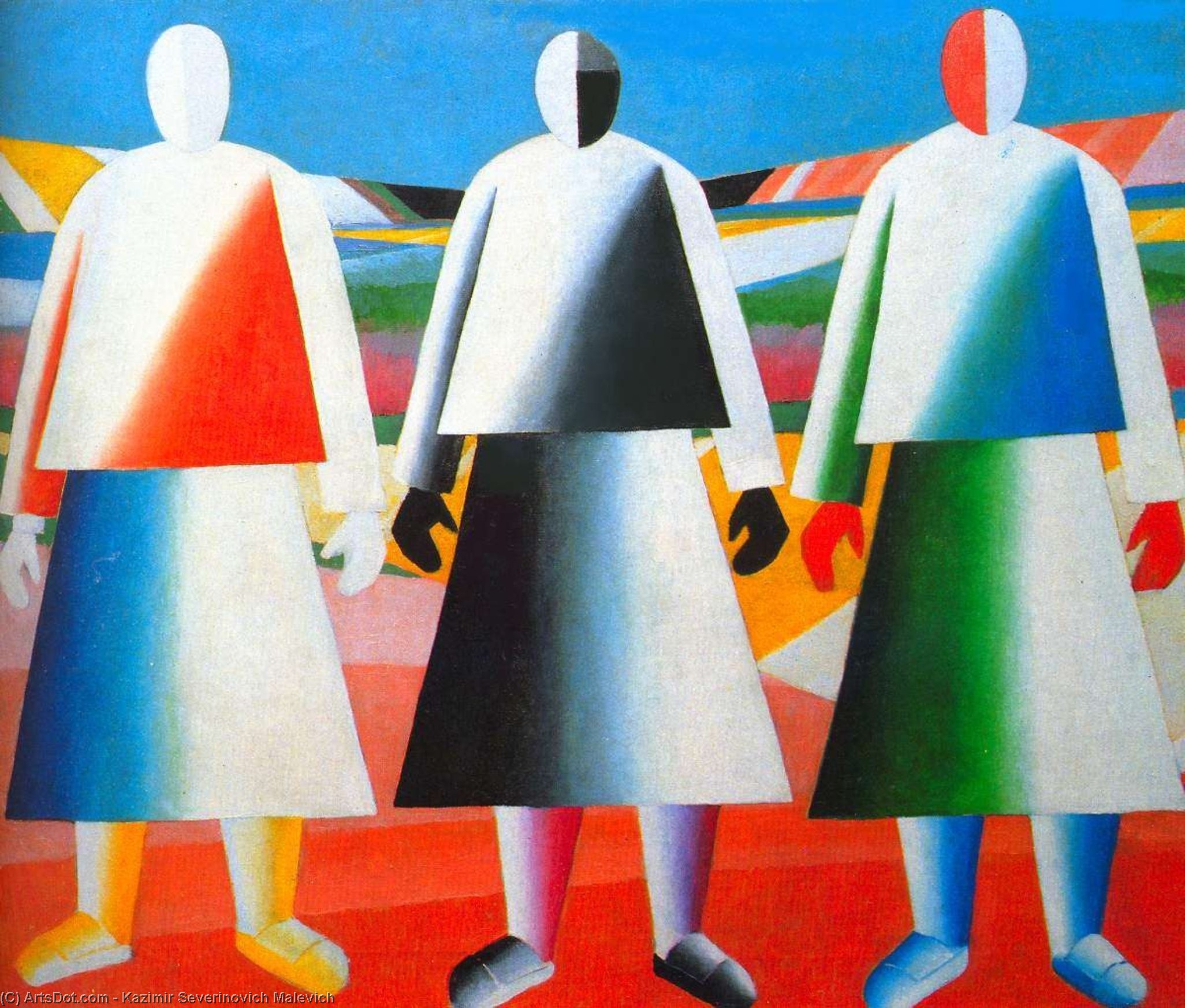 WikiOO.org - Encyclopedia of Fine Arts - Maalaus, taideteos Kazimir Severinovich Malevich - Girls in the Fields
