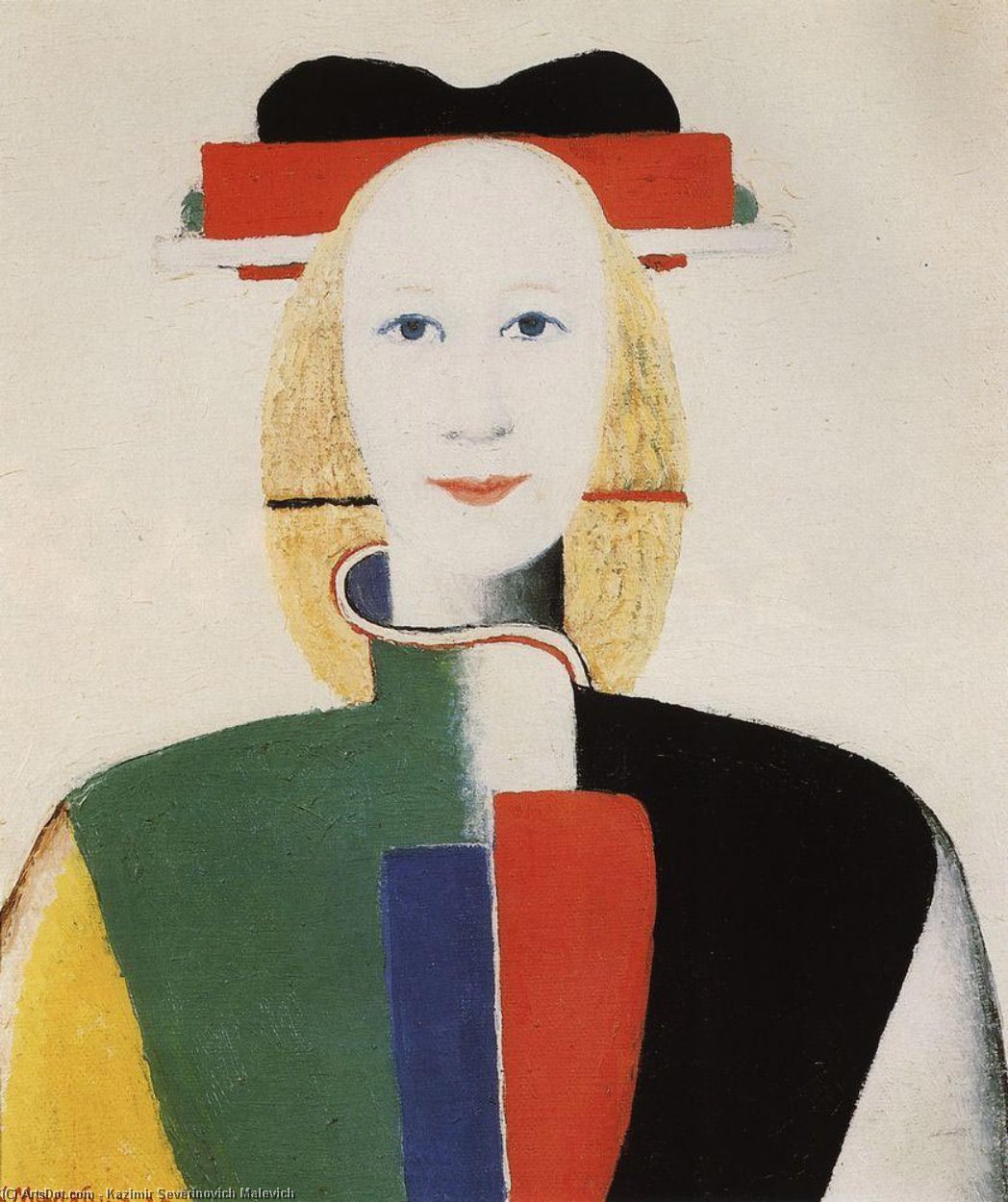 WikiOO.org - אנציקלופדיה לאמנויות יפות - ציור, יצירות אמנות Kazimir Severinovich Malevich - Girl with a Comb in her Hair